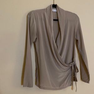 One of a kind Amour Vert sample sale 100% silk long sleeve wrap blouse small